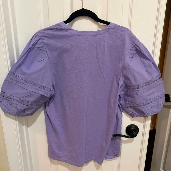 Ralph Lauren Black Label Lace-Trim Puff-Sleeve Henley XL NWT - Picture 3 of 6